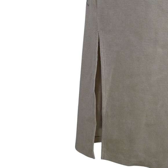 Pink Rose Sleeveless Ribbed Beige Midi Tank Dress Women Size M With Side Slit - Picture 2 of 10